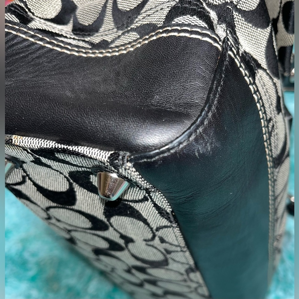 Coach Black and Cream Monogram Tote Bag - Picture 6 of 13
